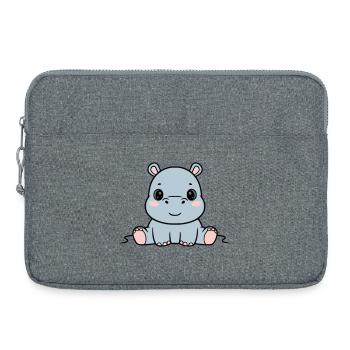 Süßes Baby Nilpferd Sitzend Kawaii - Laptoptasche 15" - Grau meliert - Vorne