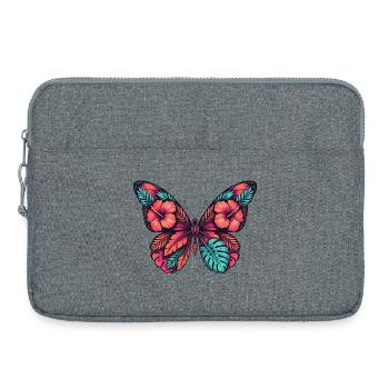 Tropischer Blütenfalterzauber - Laptoptasche 15" - Grau meliert - Vorne