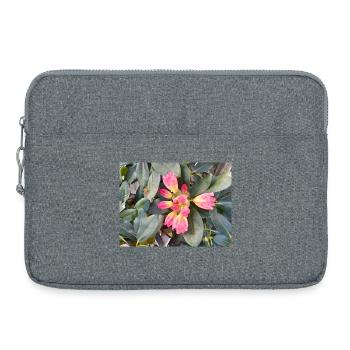 Fleurs roses orangées sur feuillage vert - Sacoche pour ordinateur portable 15 pouces - gris chiné - Devant