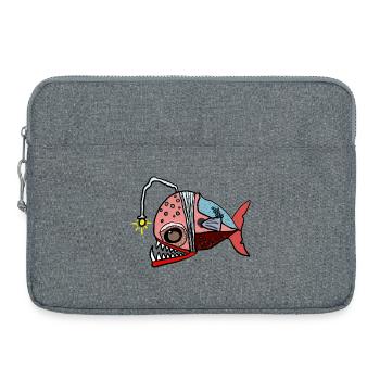 Fischkollage mit Lampenblick Anglerfisch - Laptoptasche 15" - Grau meliert - Vorne