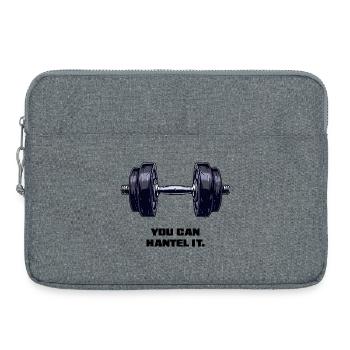 Haltère, Fitness, Motivation, Salle de sport, T-shirt - Sacoche pour ordinateur portable 15 pouces - gris chiné - Devant