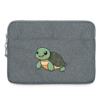 Cute Happy Turtle - Adorable and Cheerful Cartoon - Laptop bag 15" - heather grey - Front
