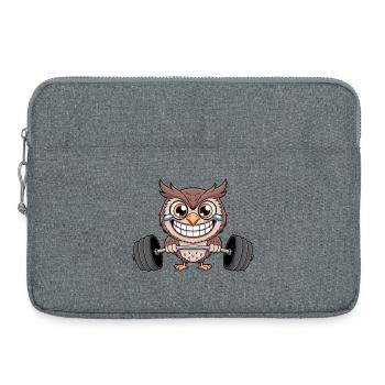 Starke Eule mit Hantel Fitness Gewichtheber - Laptoptasche 15" - Grau meliert - Vorne