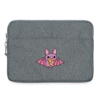 Süße fliegende Vampirfledermaus mit Pizza - Laptoptasche 15" - Grau meliert - Vorne