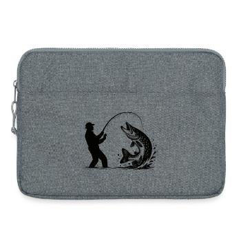 Pike Angler Fishing Predator Angler Gift - Laptop bag 15" - heather grey - Front