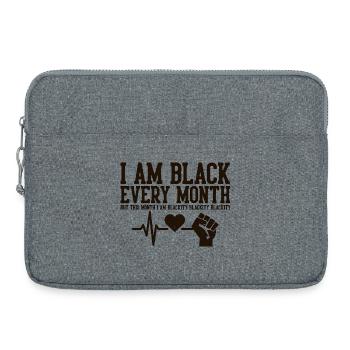 I Am Black Every Month Heartbeat Fist - Laptop bag 15" - heather grey - Front