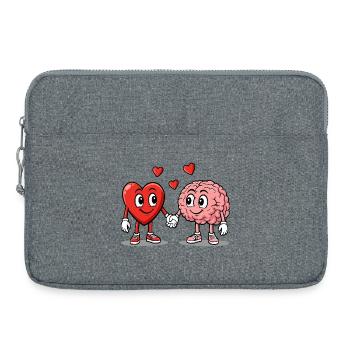 Cœur et Cerveau connectés - Sacoche pour ordinateur portable 15 pouces - gris chiné - Devant