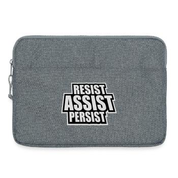 Resist Assist Persist Aktivismus Motivation Logo - Laptoptasche 15" - Grau meliert - Vorne