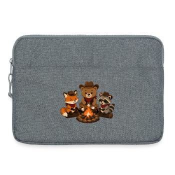 Camping Tiere am Lagerfeuer mit Marshmallows  - Laptoptasche 15" - Grau meliert - Vorne
