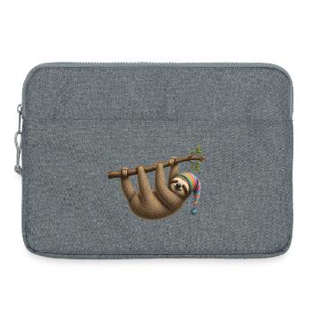 Paresseux mignon avec bonnet endormi – Motif animal relaxant - Sacoche pour ordinateur portable 15 pouces - gris chiné - Devant