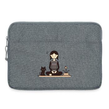 Se détendre avec un chat - Sacoche pour ordinateur portable 15 pouces - gris chiné - Devant