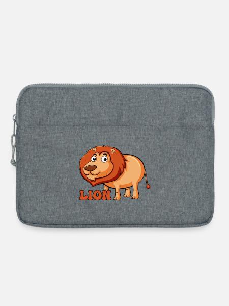 Lebhafter Löwe Cartoon T-Shirt - Laptoptasche 15" - Grau meliert