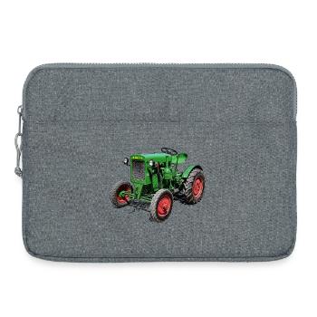 Grüner Oldtimer-Traktor - Laptoptasche 15" - Grau meliert - Vorne
