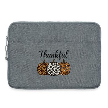 Leopard Pumpkin Fall Thankful - Laptop bag 15" - heather grey - Front