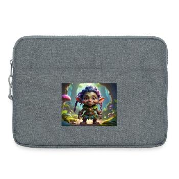 Nain de forêt à la crinière colorée - Sacoche pour ordinateur portable 15 pouces - gris chiné - Devant