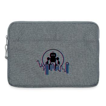 Roboter City Skyline – 3D Sci-Fi Zukunft Design - Laptoptasche 15" - Grau meliert - Vorne