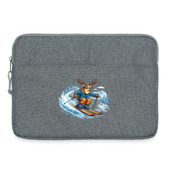 Lustiger Ski Hirsch – Comic Wintersport Motiv - Laptoptasche 15" - Grau meliert - Vorne