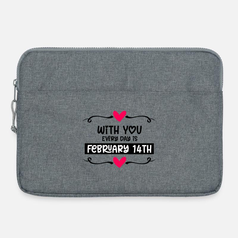 Mit dir ist jeden Tag Valentinstag - Laptoptasche 15" - Grau meliert