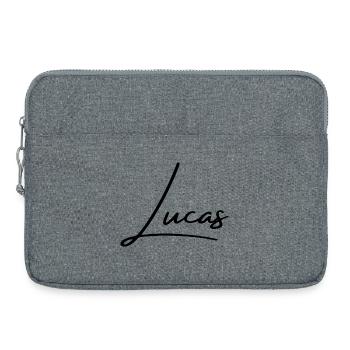 Lucas Name Design - Personalized Typography - Laptop bag 15" - heather grey - Front