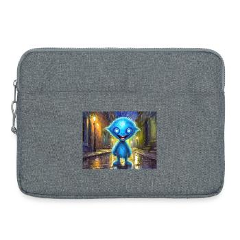 Blue funny and laughing monster - Laptop bag 15" - heather grey - Front