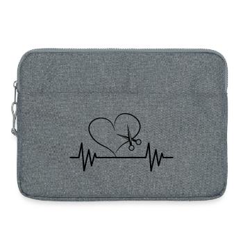 scissors heartbeat haircut hairstyle gift idea hair - Laptop bag 15" - heather grey - Front