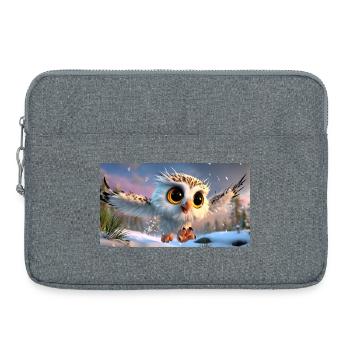 Fluffy snowy owl with googly eyes in flight - Laptop bag 15" - heather grey - Front