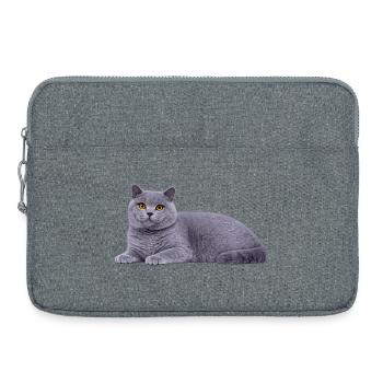 Chat britannique à poil court réaliste - Sacoche pour ordinateur portable 15 pouces - gris chiné - Devant