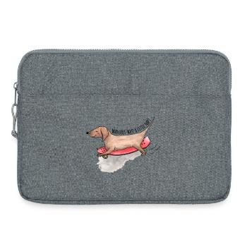 Dackel Longboard Hunde Schläfchen - Laptoptasche 15" - Grau meliert - Vorne