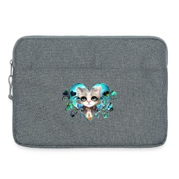 Mignon petit chat moelleux - Sacoche pour ordinateur portable 15 pouces - gris chiné - Devant