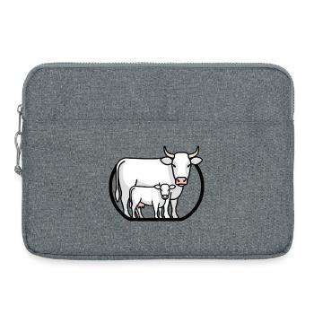 Cow with Calf – Minimalist Farm Art - Laptop bag 15" - heather grey - Front
