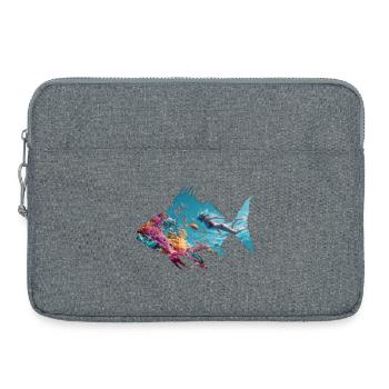 Silhouette de poisson sous-marin avec plongeur - Sacoche pour ordinateur portable 15 pouces - gris chiné - Devant