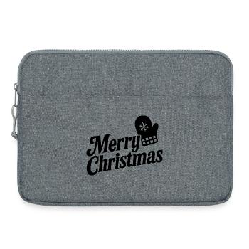 Merry Christmas mit Schneeflocken-Handschuh - Laptoptasche 15" - Grau meliert - Vorne