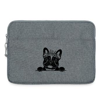 Bouledogue français - Sacoche pour ordinateur portable 15 pouces - gris chiné - Devant
