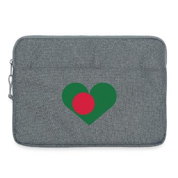 Drapeau bangladais en forme de cœur - Sacoche pour ordinateur portable 15 pouces - gris chiné - Devant