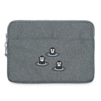 Drei japanische Schneeaffen, Makaken im Onsen, blau, - Laptoptasche 15" - Grau meliert - Vorne
