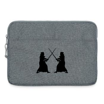 Kendo zwei Kendoka im Kampfmodus Schattenfiguren - Laptoptasche 15" - Grau meliert - Vorne