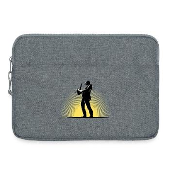 Saxophoniste en scène - Sacoche pour ordinateur portable 15 pouces - gris chiné - Devant
