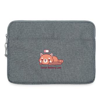 Cute Tired Red Panda Introvert Social Battery Low - Laptop bag 15" - heather grey - Front