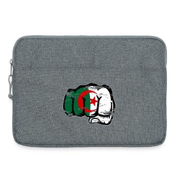Algeria Flag Hand Fist Used - Laptop bag 15" - heather grey - Front