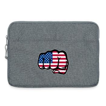 Drapeau des États-Unis main poing - Sacoche pour ordinateur portable 15 pouces - gris chiné - Devant