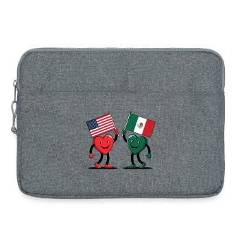America and Mexico Hearts - Laptop bag 15" - heather grey - Front