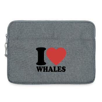 I Love Whales - Heart - Marine Mammal - Laptop bag 15" - heather grey - Front