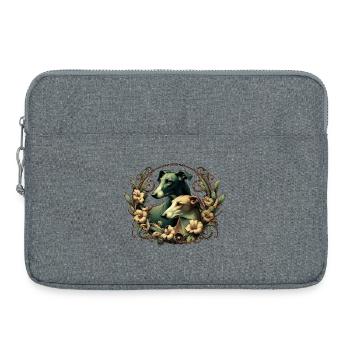 Chiens & Fleurs Art Nouveau Graphique b - Sacoche pour ordinateur portable 15 pouces - gris chiné - Devant