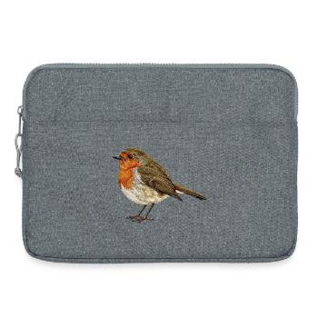 Embroidered robin minimalist (printed) - Laptop bag 15" - heather grey - Front