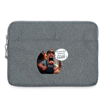 ON PEUT ÊTRE CHEMINOT SANS CRIER GARE ! (train)  - Sacoche pour ordinateur portable 15 pouces - gris chiné - Devant