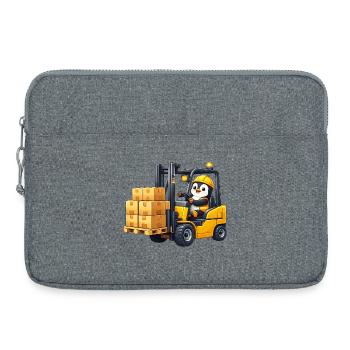 Entrepôt de chariot élévateur dessin animé Pingouin mignon - Sacoche pour ordinateur portable 15 pouces - gris chiné - Devant