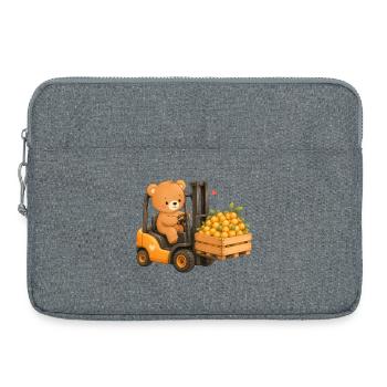 Bear with mirabelle plums on the forklift - Laptop bag 15" - heather grey - Front