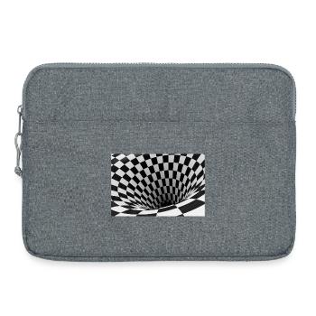 Schwarz-weißer Schachbrett-Wirbel - Laptoptasche 15" - Grau meliert - Vorne