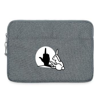 Kaninchen Schatten Hand FUCK OFF Mittelfinger Hase - Laptoptasche 15" - Grau meliert - Vorne