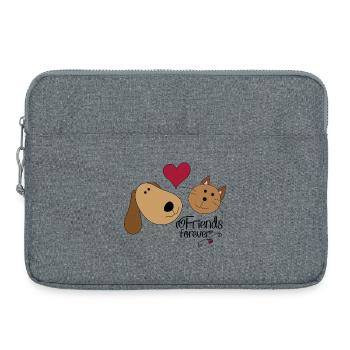Chien et chat - Sacoche pour ordinateur portable 15 pouces - gris chiné - Devant
